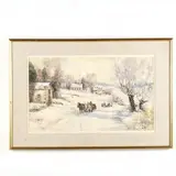 Sleigh Ride by Joseph C. Claghorn, Watercolor and gouache on paper, sold Sep 2019