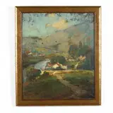 Mountain Valley Home by George Thompson-Pritchard, Oil on canvas, sold Sep 2019