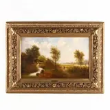 Landscape with Figures by Ludwig Fuger, Oil on canvas (lined), sold Aug 2019