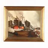Industrial Scene by W. A. Pose, Oil on canvas, sold Aug 2019