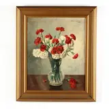 Red & White Carnations by Béla Szemerei, Oil on canvas, sold Aug 2019