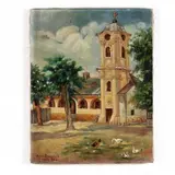 Monastery Courtyard by Sora Francisca, Oil on canvas, sold Aug 2019