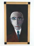 Untitled by Roland Roberge, Mixed media portrait, sold Aug 2022
