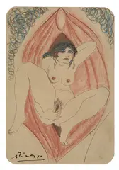 Environnement vaginal by Pablo Picasso, 1902-1903, Encre et crayons de couleur sur carte, sold Jun 2022