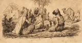 Conversation à l'oasis by Horace Vernet, Plume et encre brune, sold Sep 2022