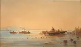Scène de pêche par temps calme by Félix Ziem, Aquarelle et lavis brun, sold Sep 2022