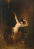 Nu féminin by Henri Anatole de Beaulieu, Huile sur carton, sold Sep 2022