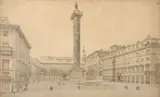 Piazza Colonna, Rome by Philippe Benoist, Crayon, sold Sep 2022