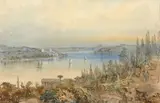 Vue du Bosphore by Amadéo Preziosi, Aquarelle gouachée sur trait de crayon, sold Sep 2022