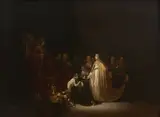 Salomon et la reine de Saba by Willem de Poorter, Huile sur panneau de chêne, une planche, sold Sep 2022