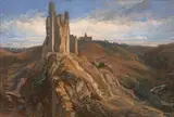 Vue présumée du château de Drachenfels by Gustave Doré, Huile sur carton, sold Sep 2022
