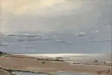 Plage à marée basse animée de personnages by Alfred Emile Leopold Stevens, Huile sur toile (Toile d'origine), sold Sep 2022