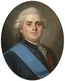 Portrait de Louis-Stanislas-Xavier de France (1755 -1824), comte de Provence, surnommé " Monsieur by Joseph-Siffred Duplessis, Huile sur toile, de forme ovale, sold Feb 2022