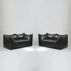 Zwei Sofas 'Le Bambole' by Mario Bellini, 1972, Schwarzes Leder (B&B Italia, Novedrate, Como), sold Mar 2024