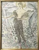 JEUNE FEMME DENUDEE AU CHAPEAU by Louis Touchagues, Aquarelle et encre sur papier, sold May 2022