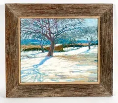 Untitled by Augustus Smith Daggy, Oil on board winter landscape, dated 1915 lower right, sold Oct 2022
