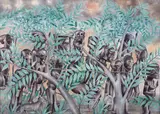 Sans titre (retour de chasse), 2021 by Tsham, Stylo à bille et aquarelle sur papier, sold May 2022