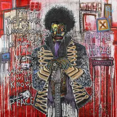 Purple Haze, 2015 by Mederic Turay, Technique mixte et collages sur toile, sold May 2022