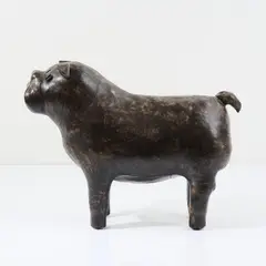 Fußhocker 'Boxer', 1960/70er Jahre by Dimitri Omersa, Leder, dunkelbraun (Omersa & Co., Lincolnshire), sold Mar 2023