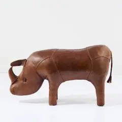 Fußhocker 'Nashorn', 1960/70er Jahre by Dimitri Omersa, Leder, dunkelbraun (Omersa & Co., Lincolnshire), sold Mar 2023
