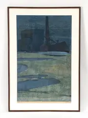 Blues and greens by Antonio Frasconi, Original woodcut, sold Oct 2022