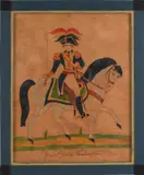 fraktur of Washington on horseback by G. B. French, watercolor, sold Dec 2011