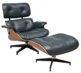 EAMES DARK GREEN LEATHER LOUNGE CHAIR & OTTOMAN by Herman Miller, 2002, dark green padded leather back and seat, sold Jun 2025
