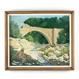 By the River, Entrecasteaux (Roman Bridge), Vaucluse (Provence) by Mike Absolon, Oil on canvas board, sold Jul 2019