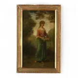The Flower Girl by Frederick Ballard Williams, Oil on artist board, sold Jul 2019