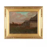 The Barnyard by Gustave Cimiotti, Oil on board, sold Jul 2019