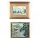 Two Landscapes by Elizabeth Lobingier, The first an oil on canvas board sketch of Mount Monadnock in New Hampshire, sold Jul 2019