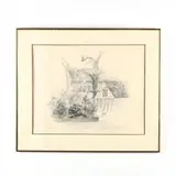 Drawing, Chapel Hill by Gerard Tempest, Graphite of a house, sold Jul 2019