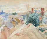 Fontaine Bellenger en travaux by Victor Prouvé, Aquarelle sur trait de crayon, sold Mar 2022