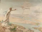 Le Poète et le Mirage by Ary Renan, Huile sur panneau, sold Mar 2022