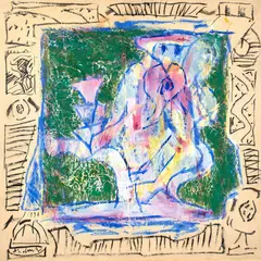 Soirées et soieries by Pierre Alechinsky, 1996, Acrylique sur papier marouflé sur toile, sold Dec 2022
