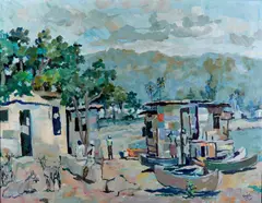 Untitled by Albert Huie, Oil on board, offered Oct 2018