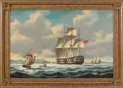 ship portrait by Salvatore Colacicco, oil on panel, sold Dec 2011