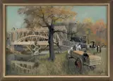 titled Building the Bridge by Barclay Rubincam, pastel, offered Sep 2011