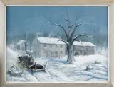 winter landscape with a farm house by Barclay Rubincam, pastel, sold Sep 2011