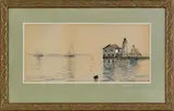 coastal scene by Edmund Darch Lewis, watercolor and gouache, sold Sep 2011