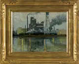 industrial scene by Aaron Harry Gorson, oil on board, sold Sep 2011
