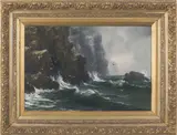coastal scene by John Howard Lyon, oil on canvas, sold Sep 2011