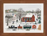 winter landscape with train by Hattie Klapp Brunner, gouache, sold Sep 2011