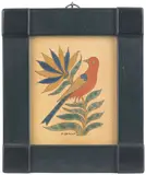 of a distelfink in the original frame by David Y. Ellinger, watercolor, sold Sep 2011