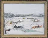 naive winter landscape by Forrest K. Moses, oil on masonite, sold Sep 2011