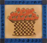 theorem of a basket of strawberries by David Y. Ellinger, oil on velvet, sold Sep 2011
