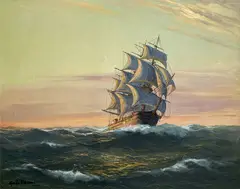 Ship by Guido Odierna, oil on canvas (unstretched), sold Oct 2025