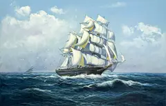 Ship by Guido Odierna, oil on canvas (unstretched), sold Oct 2025