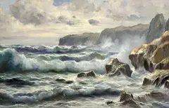 Seascape by Guido Odierna, oil on canvas (unstretched), sold Oct 2025
