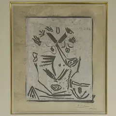 Portrait d’homme Notre Dame de Vie by Pablo Picasso, linocut, sold Nov 2025